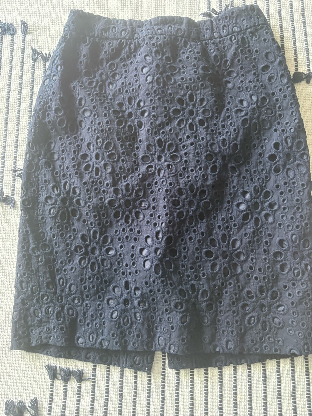 J.Crew Navy Eyelet "The Pencil Skirt" - Size 00